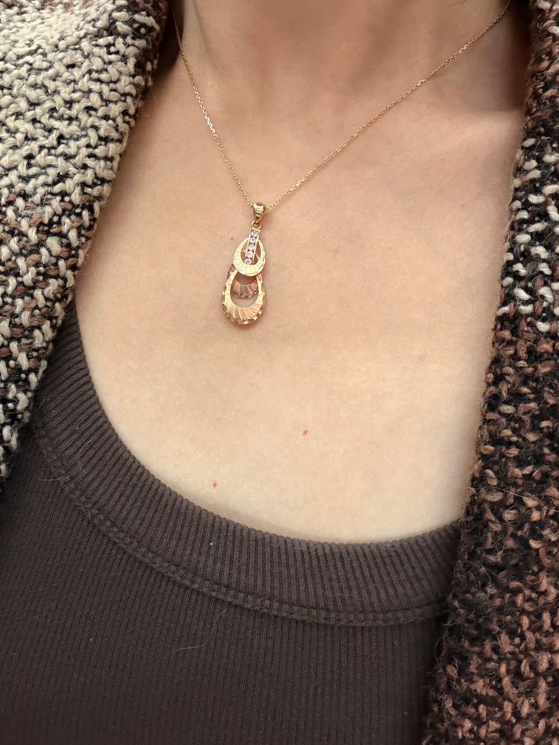 [14k]🟤 Amber Drop Layered Necklace 상품이미지3