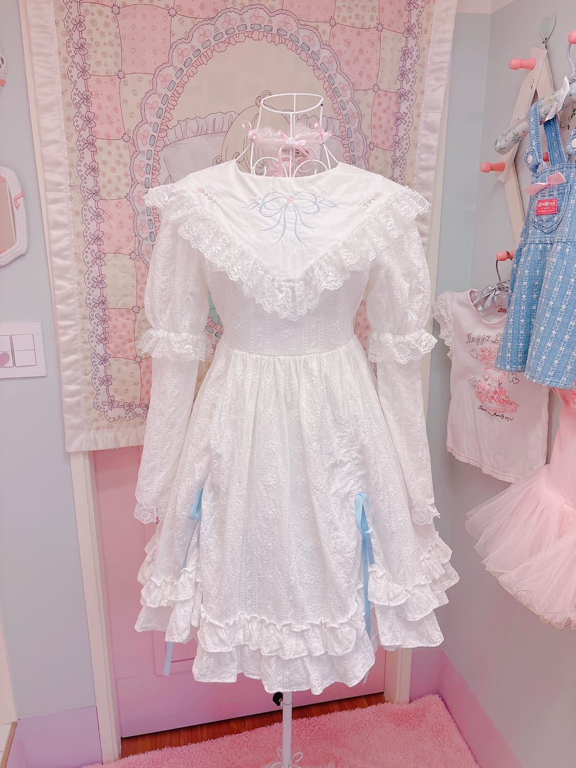 Cherie Rose 빈티지 리본 자수 레이스 원피스 상품이미지1