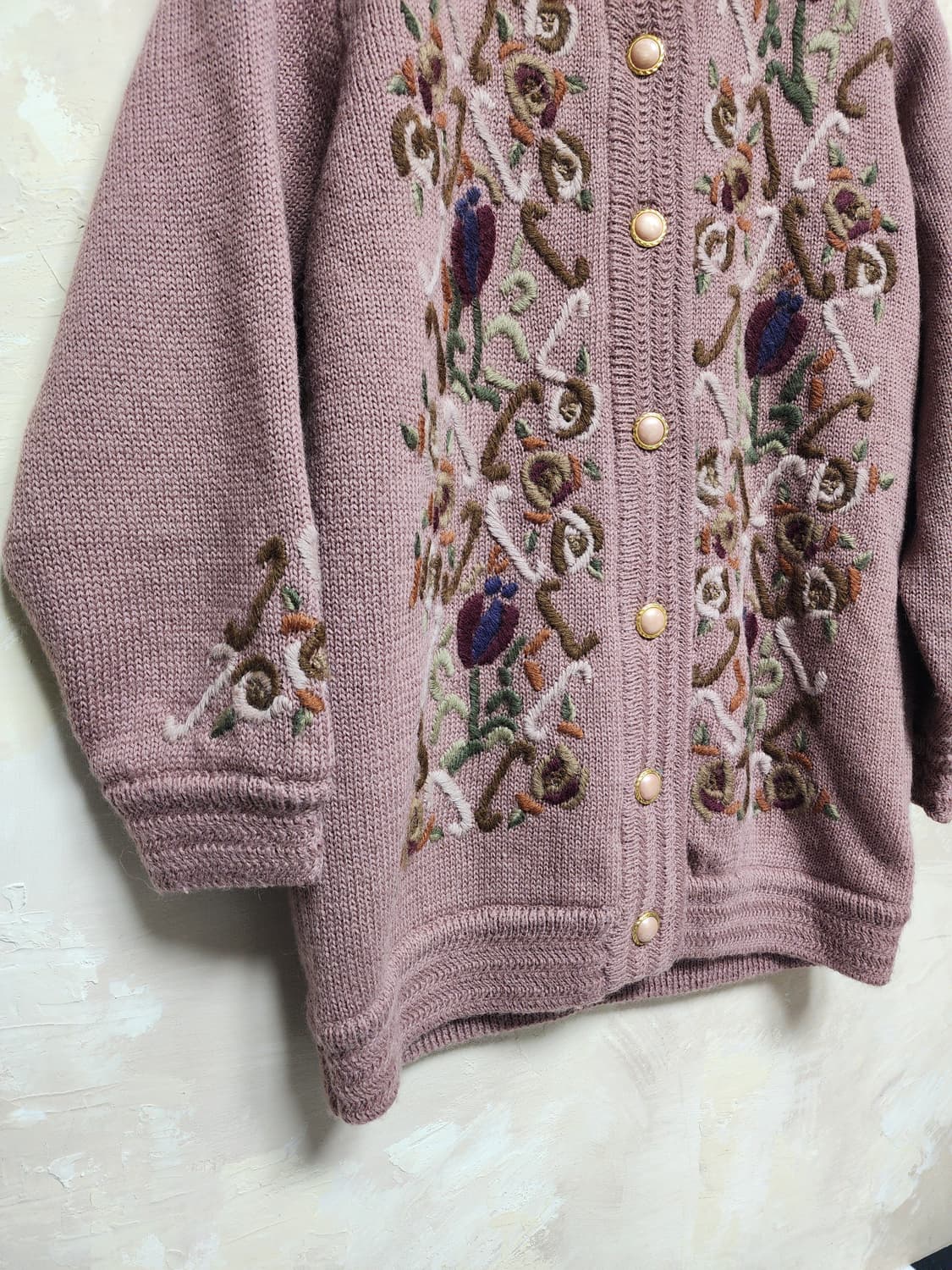 울 꽃 자수 니트 가디건 상품이미지1