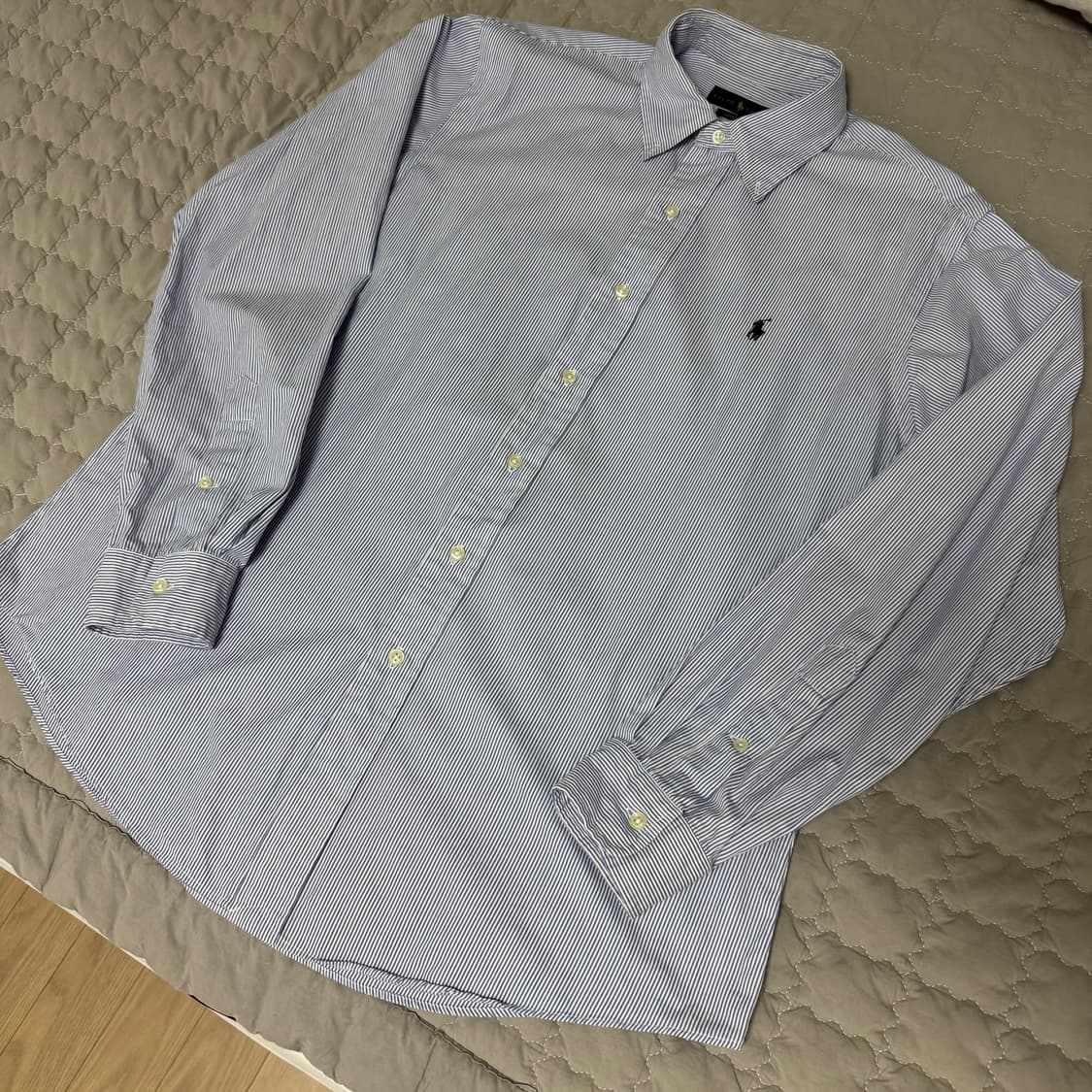 폴로 랄프로렌 블루 스트라이프 포플린 셔츠 커스텀핏 L 상품이미지2