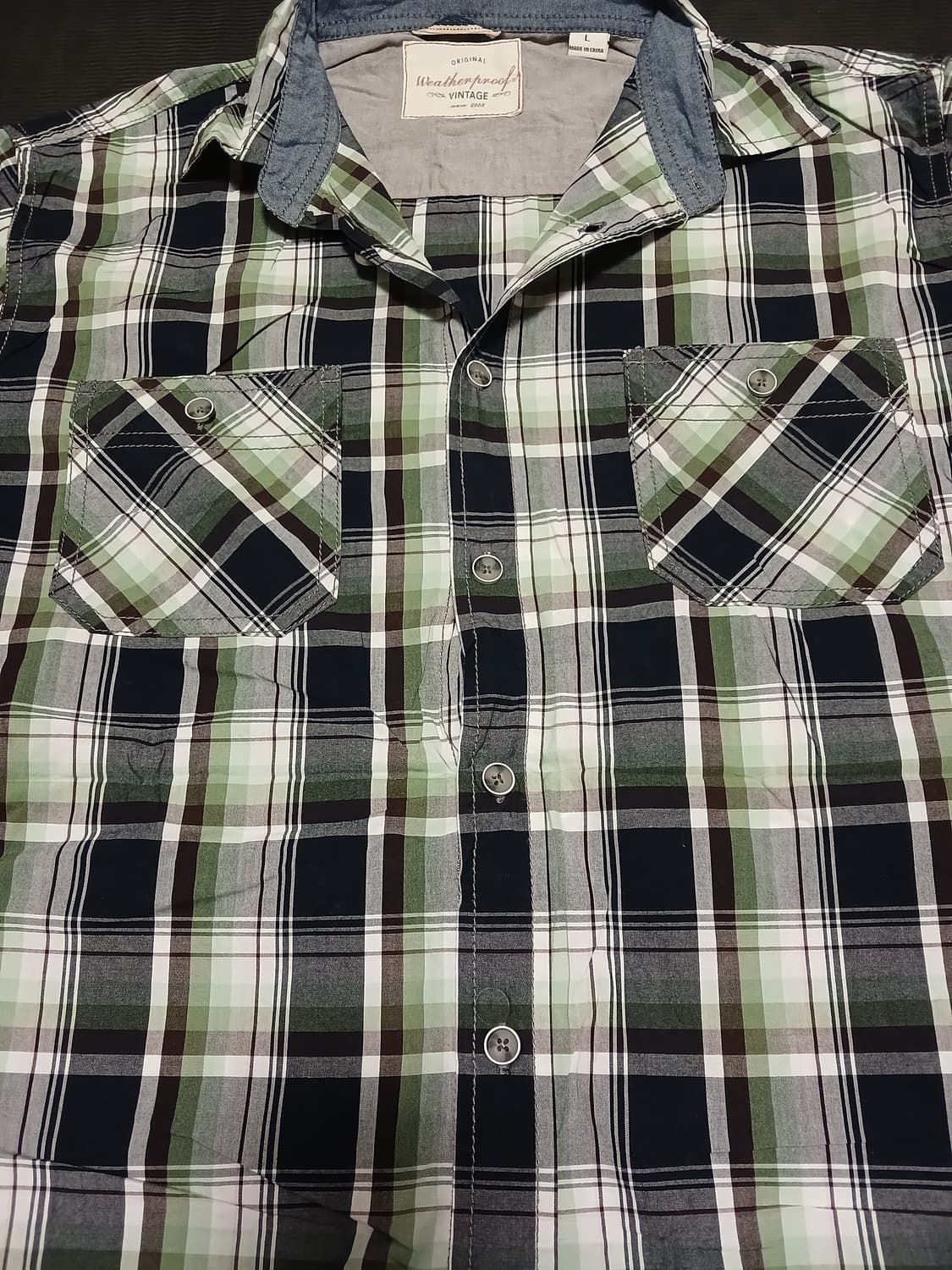 웨더 프루프 빈티지 그린 체크 셔츠 상품이미지3