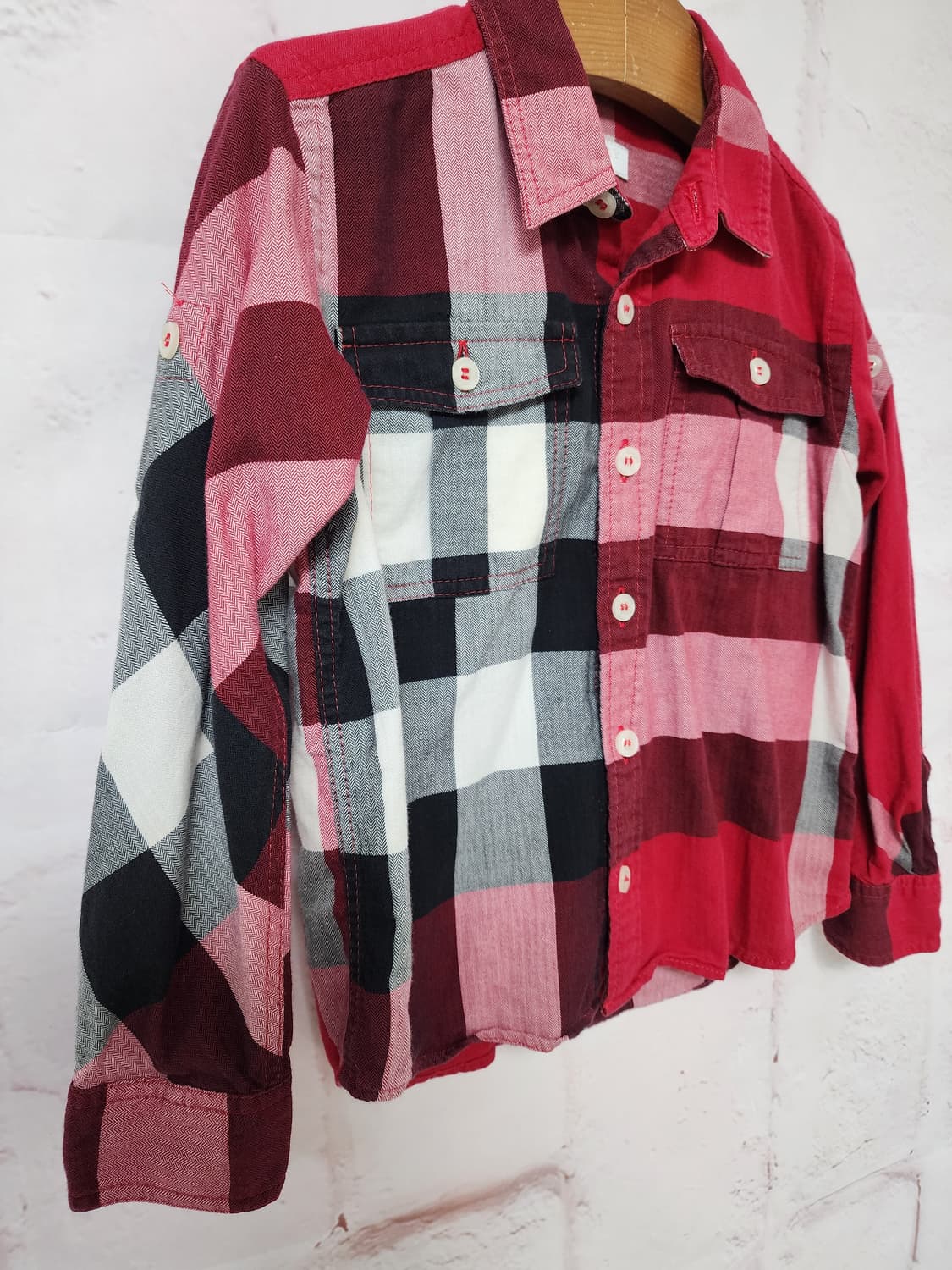 버버리 키즈 레드 체크 긴팔셔츠 상품이미지3