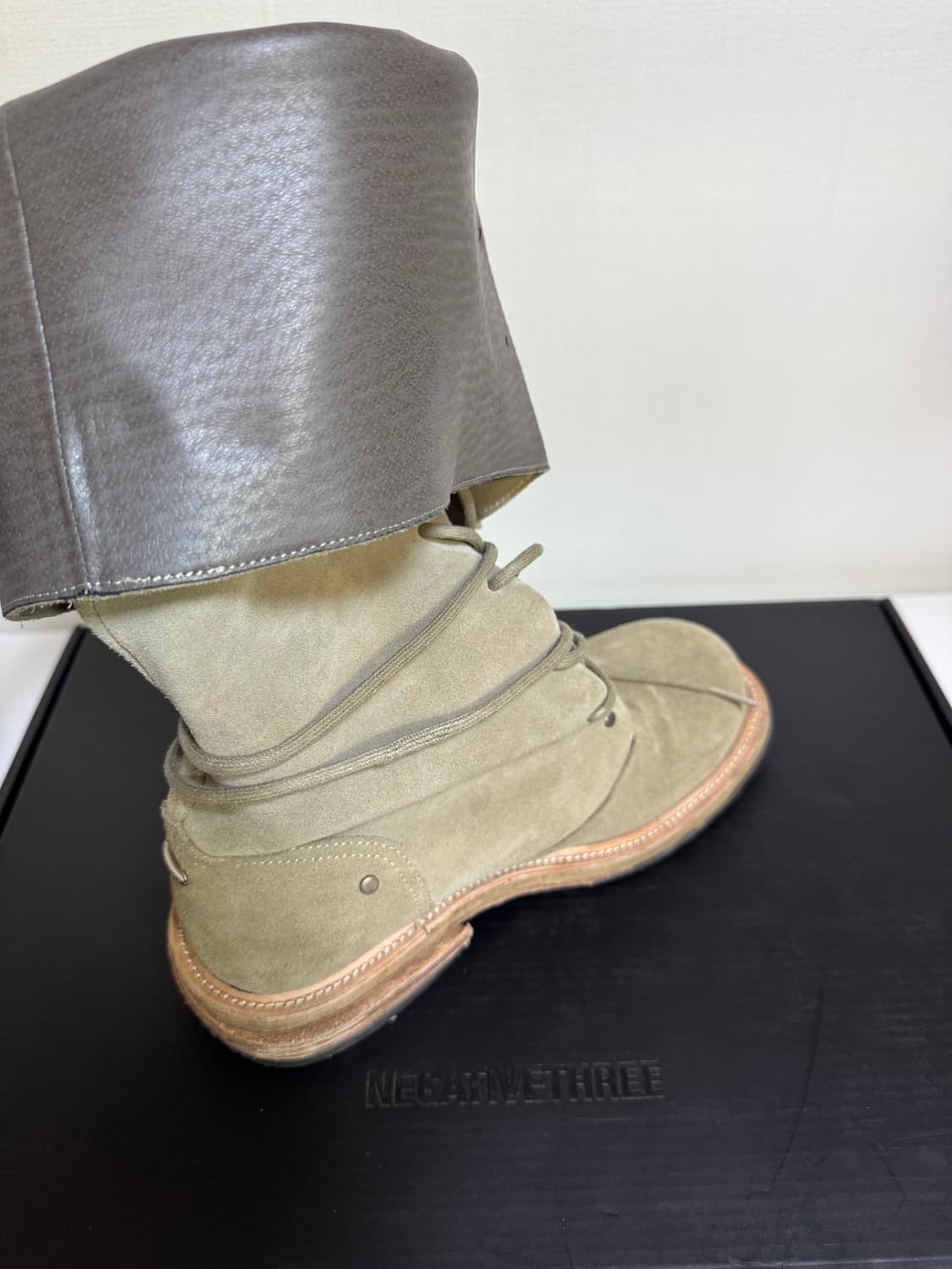 네거티브쓰리 Folded lace-up long boots_Sand 상품이미지6