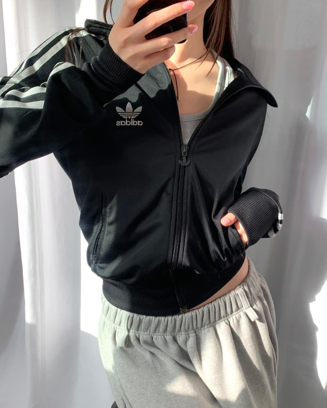 Adidas 아디다스 우먼 실버로고 블랙컬러 파이어버드 트랙탑 상품이미지9