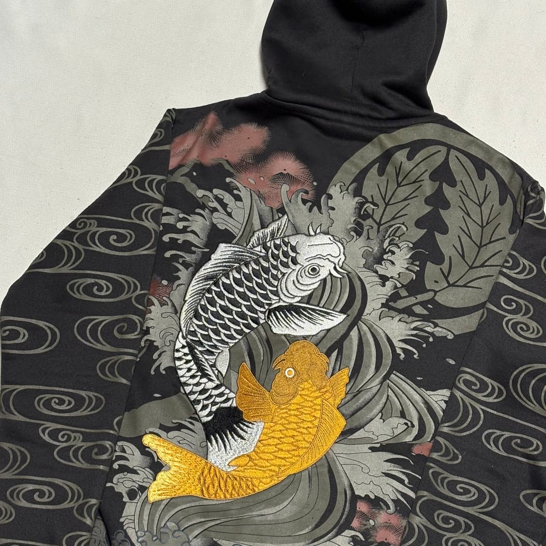 L jp빈티지 이레즈미 잉어자수 스웻코튼 후드집업 상품이미지1