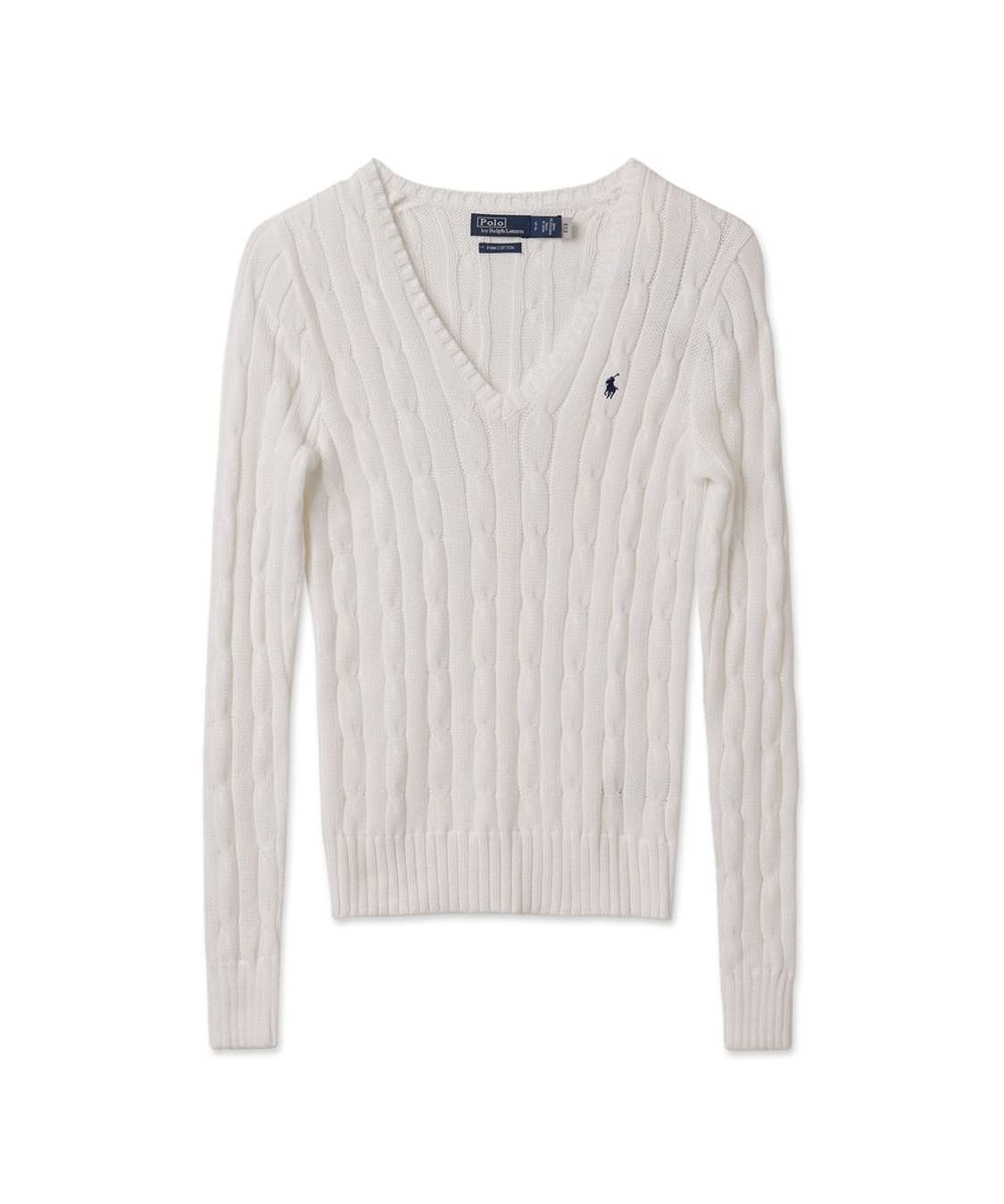 폴로 랄프로렌 브이넥 꽈배기 니트 (XL, 화이트) 상품이미지1