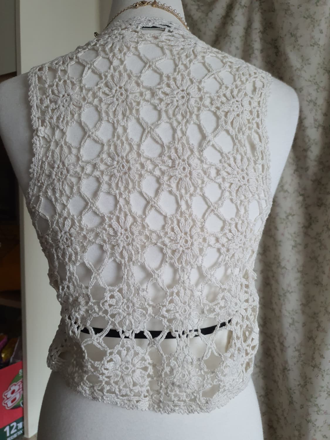 [모리걸] 아이보리색 크로셰 뜨개 조끼 상품이미지3