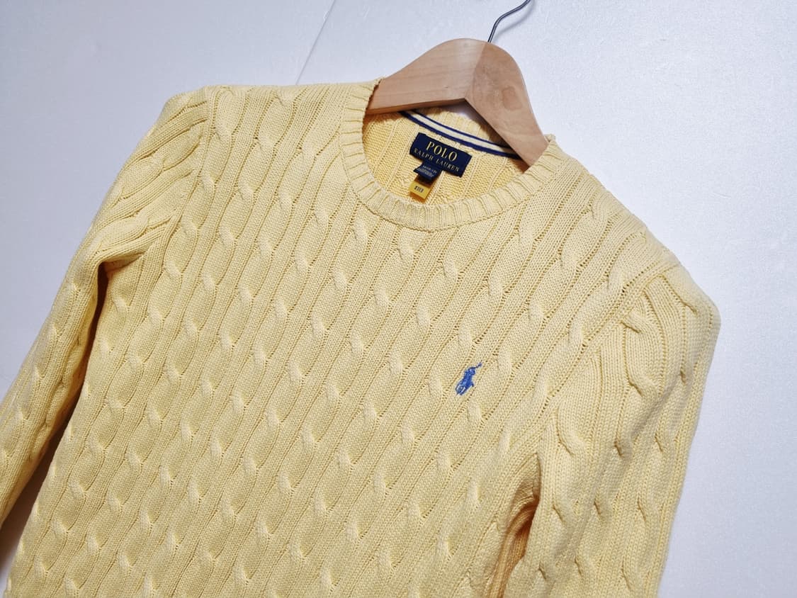 여성 주니어 폴로 신형택 QR 도장 케이블 꽈배기 라운드 긴팔 니트 상품이미지3