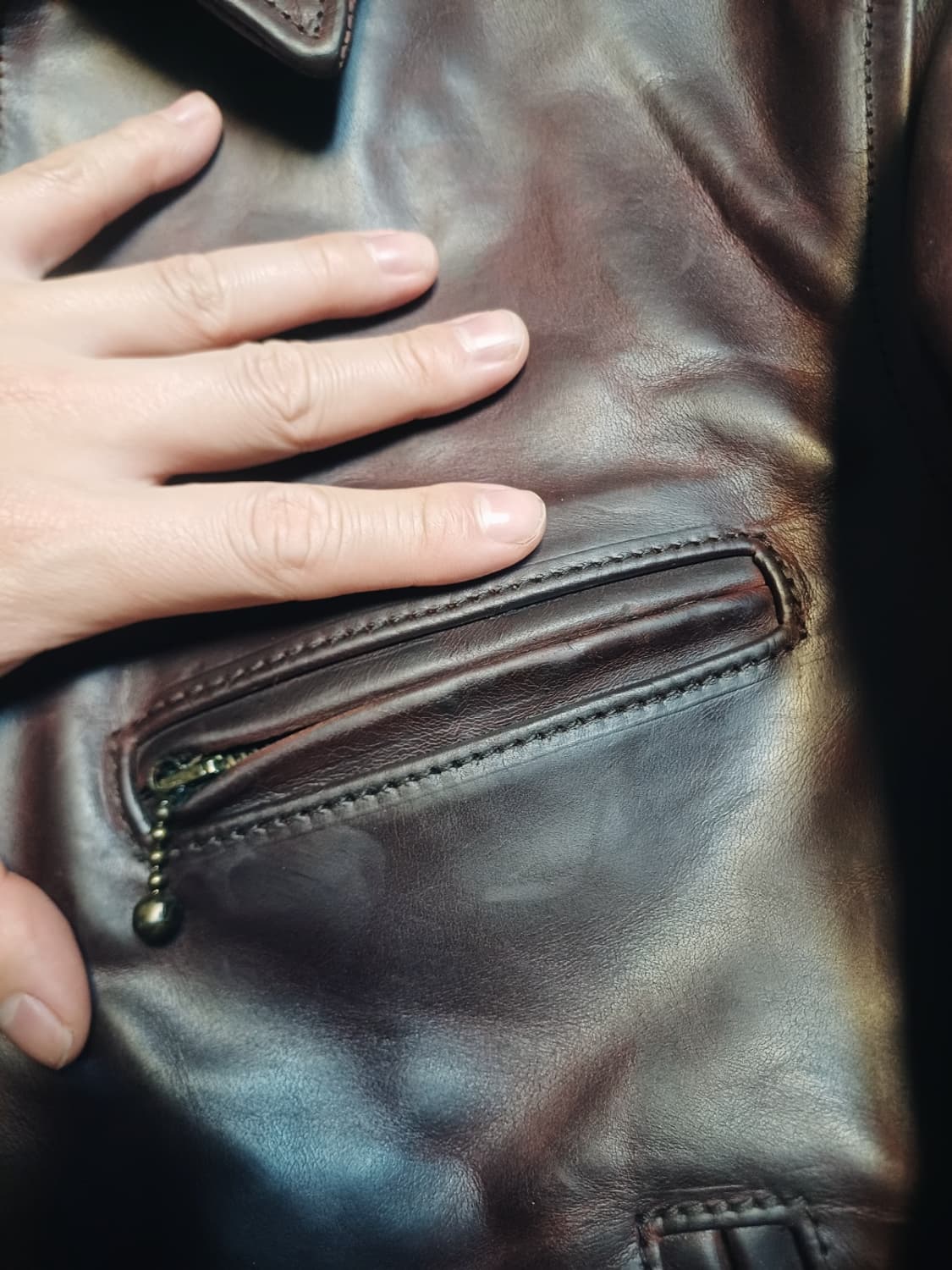 에어로레더 하프벨트 크롬악셀 호스하이드 말가죽레더자켓38 아메카지워크웨어 상품이미지3