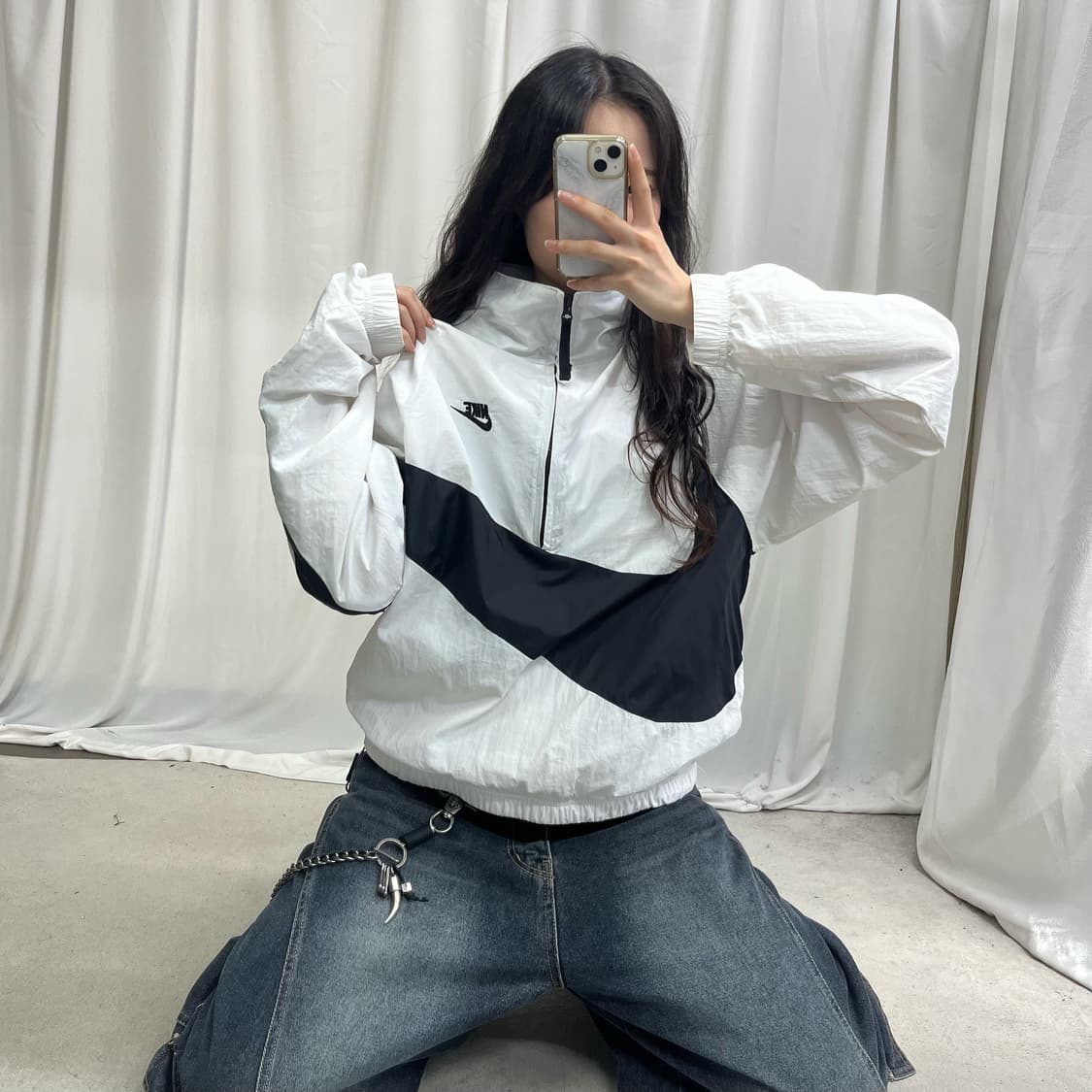 Nike white big swoosh anorak 상품이미지2
