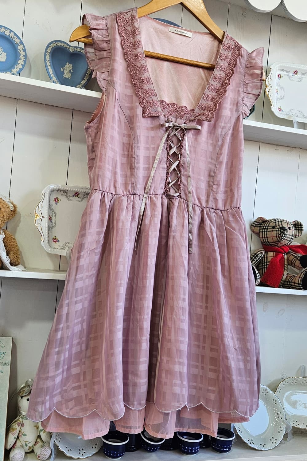 엑시즈팜(Axes Femme) 레이스 리본 셔링 원피스 상품이미지2