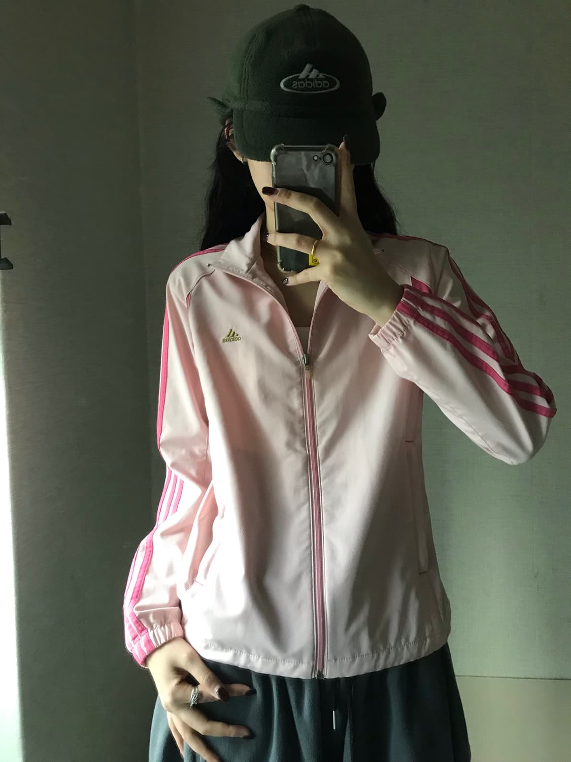 아디다스 연핑크 삼선 바람막이 상품이미지3