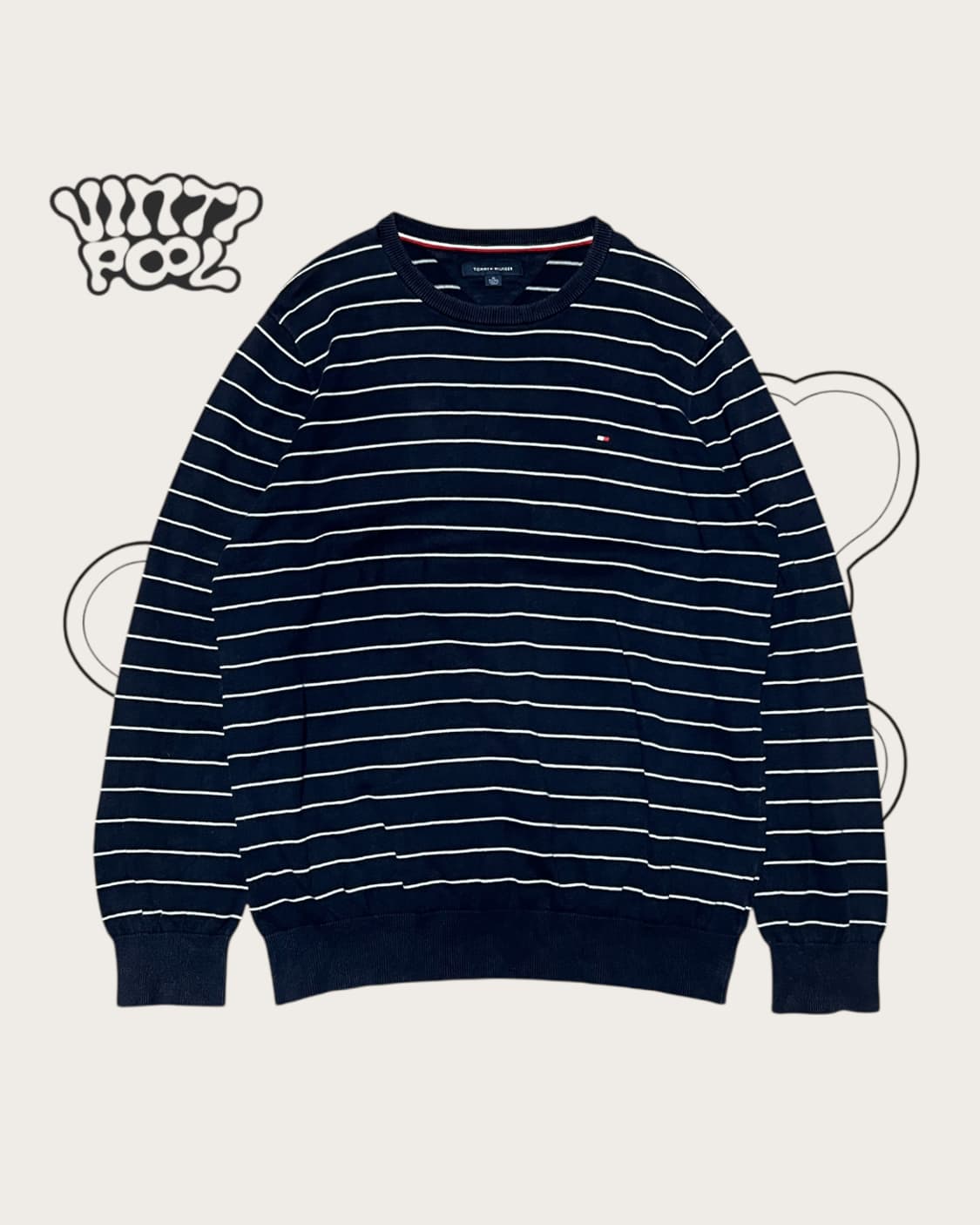 타미힐피거 스트라이프 니트 XL 네이비  상품이미지1