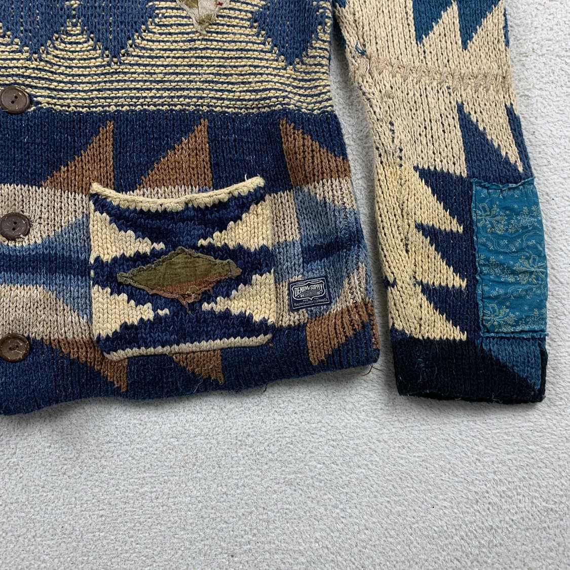 폴로 데님앤서플라이 패치워크 니트 숄카라 가디건 상품이미지5