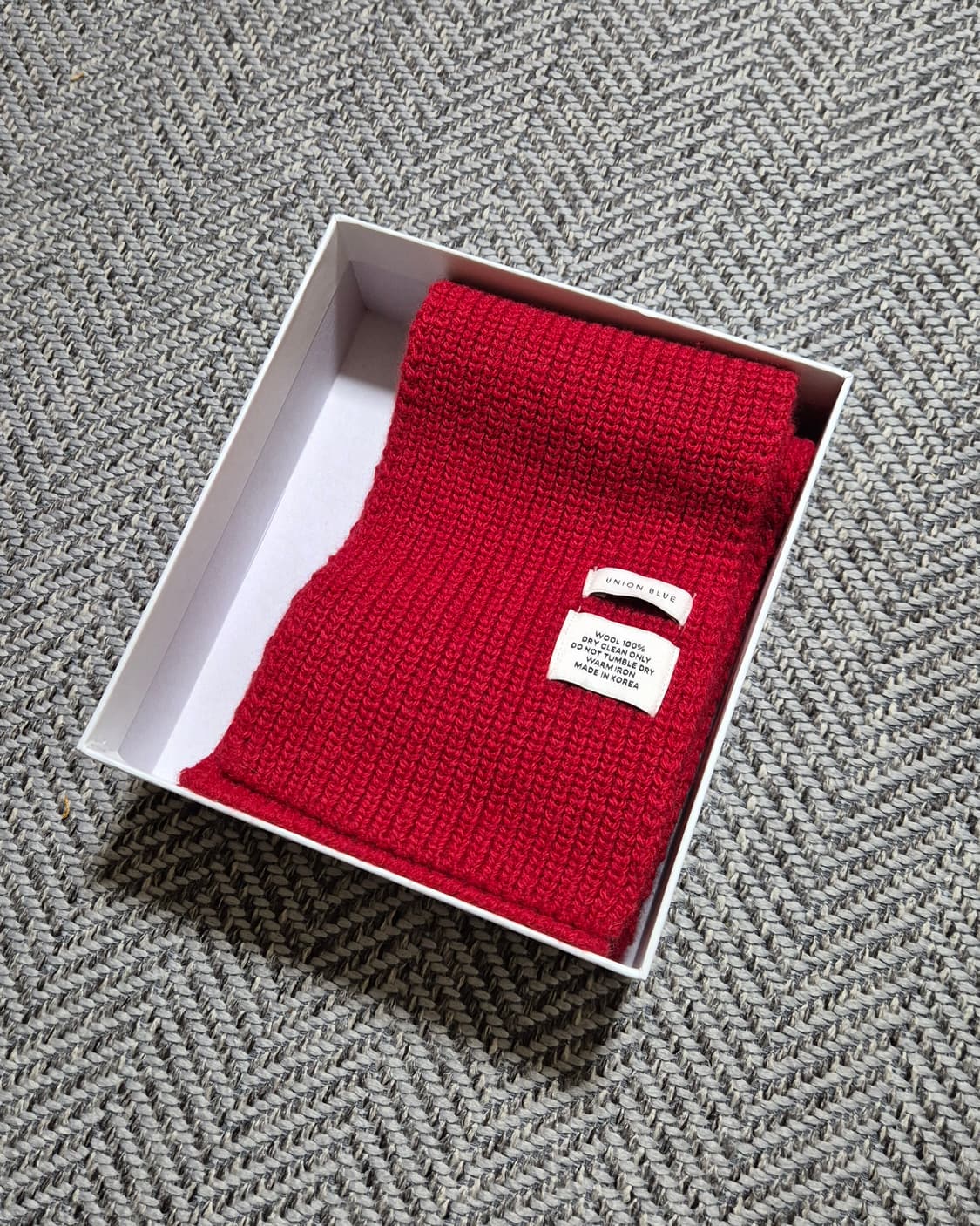 유니온블루 메리노 울 숏 머플러 RED 상품이미지1