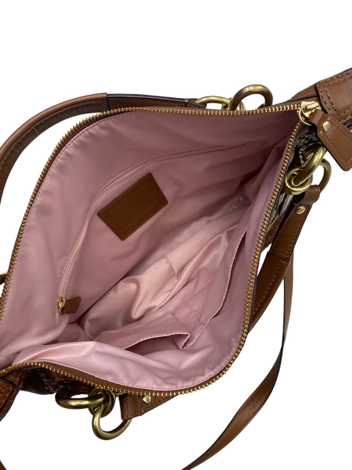 코치 브라운 가죽 위빙숄더백 3way 상품이미지3