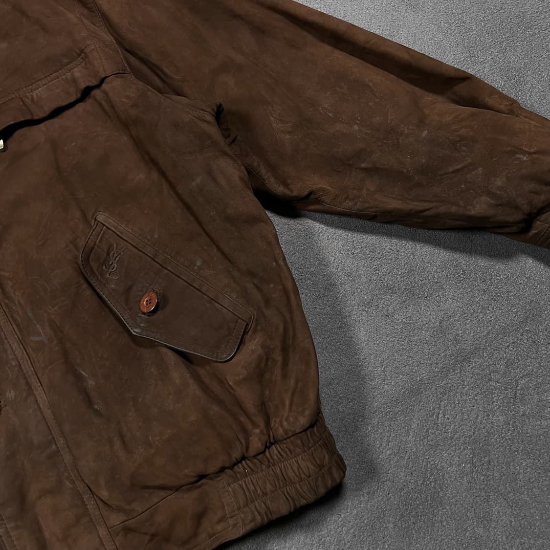 90's 입생로랑 양가죽 봄버 블루종 자켓 상품이미지4