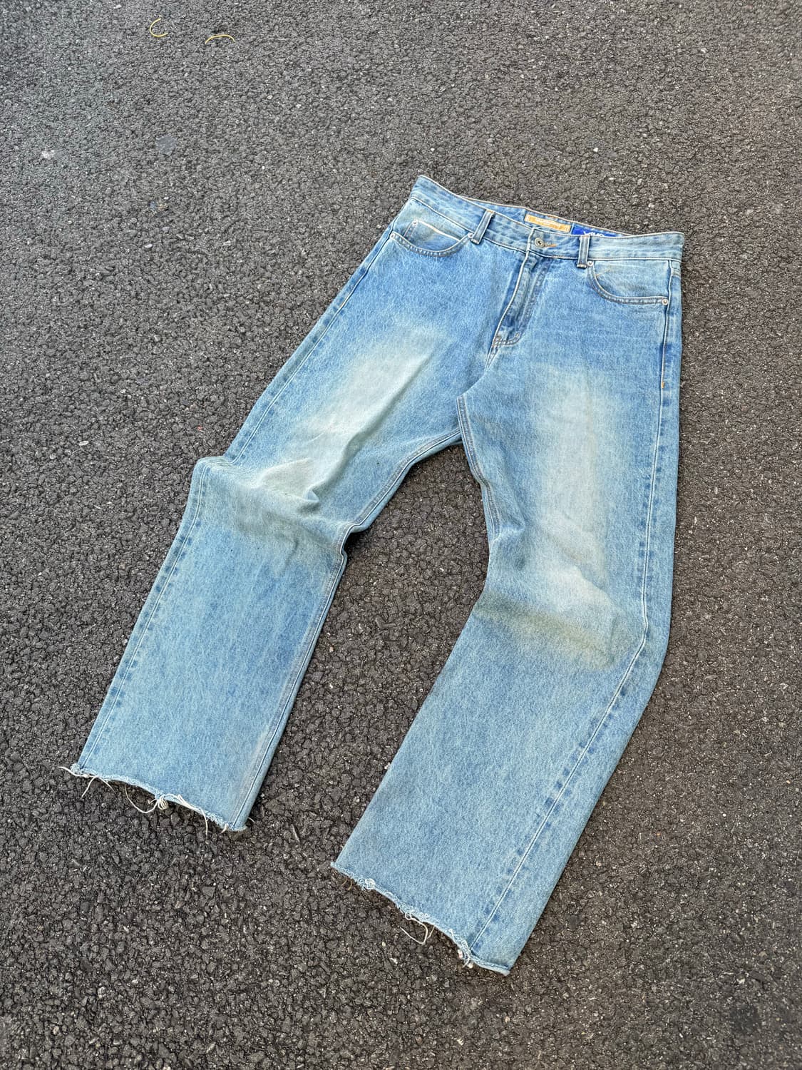 프리즘 웍스 셀비지 밑단 컷팅 데님팬츠 상품이미지1