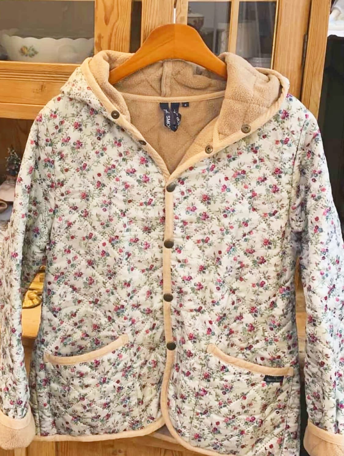 빈티지 잔꽃 패딩스타일 점퍼 플라워 패턴 모리걸 퀄팅자켓 상품이미지1