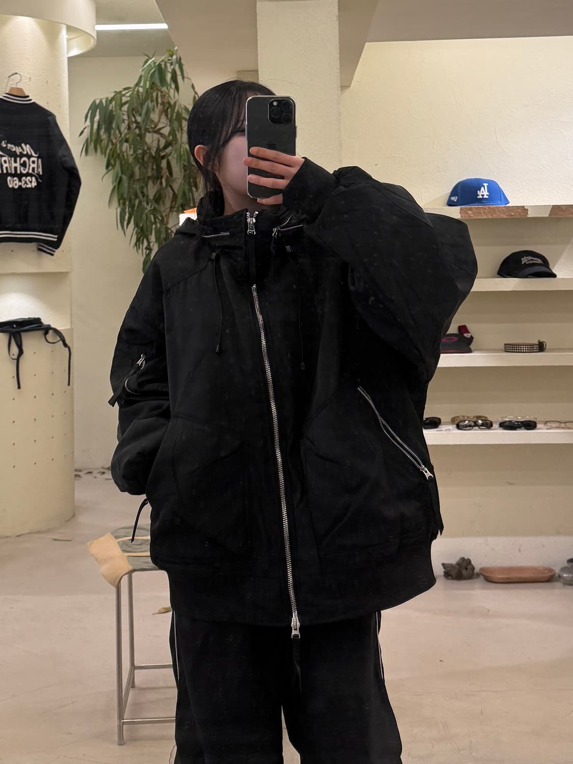 빈티지 후디드 MA-1 패딩 블루종 블랙 U528 상품이미지1