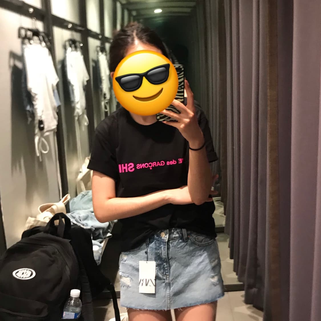 (M) 꼼데가르송 핫핑크 로고 반팔 티셔츠 (새상품) 상품이미지1