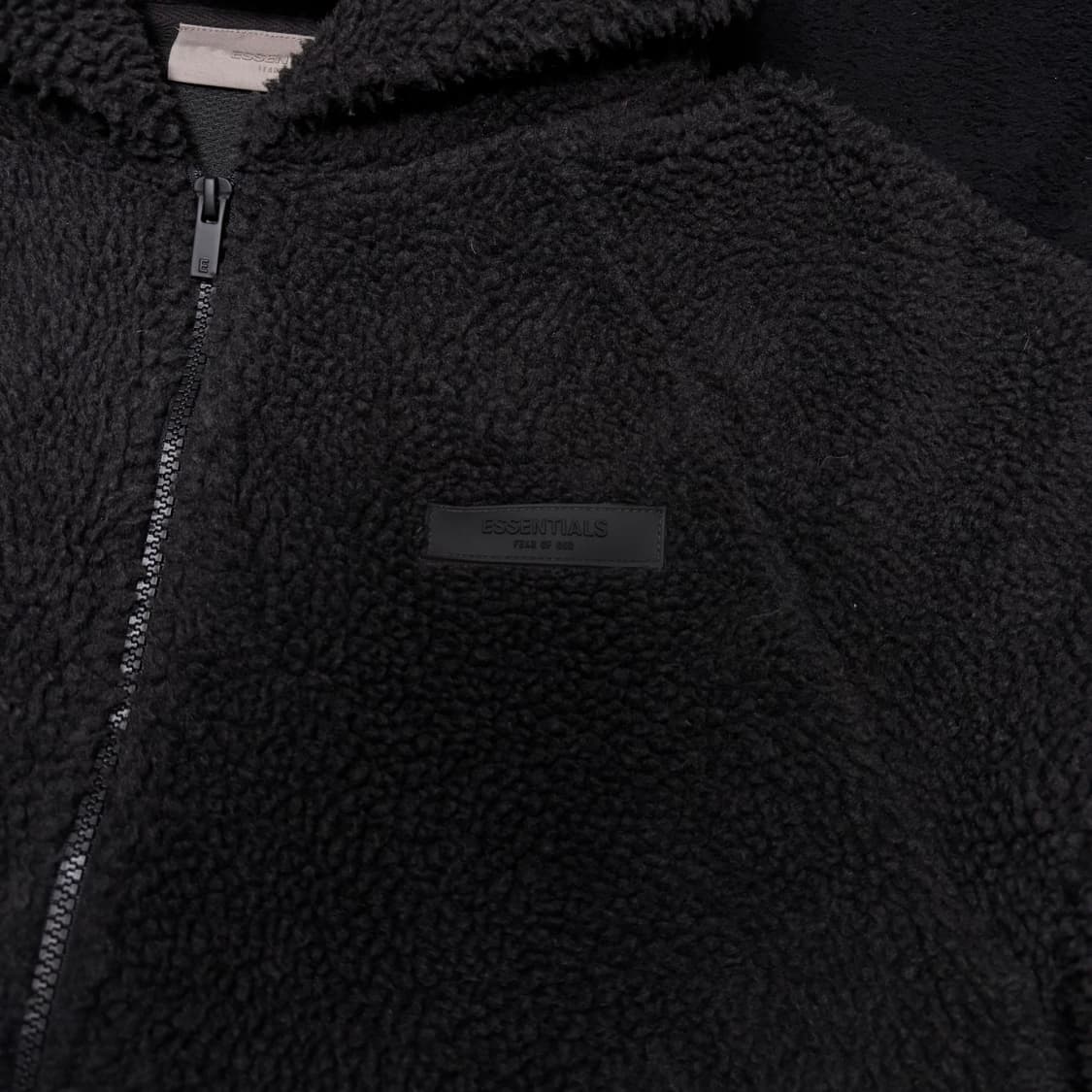 M 피어오브갓 에센셜 블랙 반집업 아노락 플리스 후드티 상품이미지3