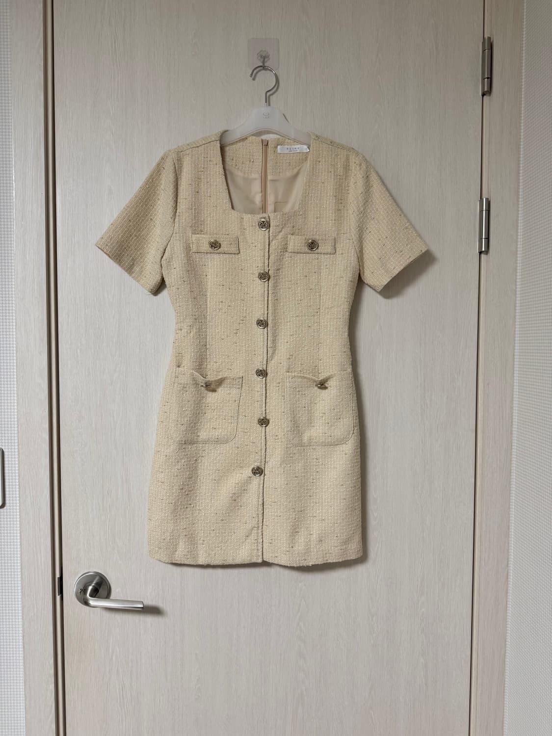 렌느 reine 샴페인 베이지 트위드 원피스 (M) 상품이미지2