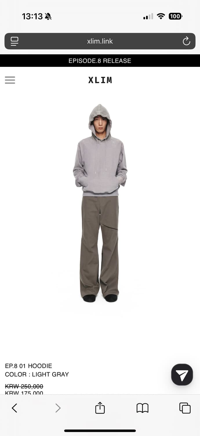 엑슬림 xlim ep8 01 후디 라이트 그레이 S 상품이미지7