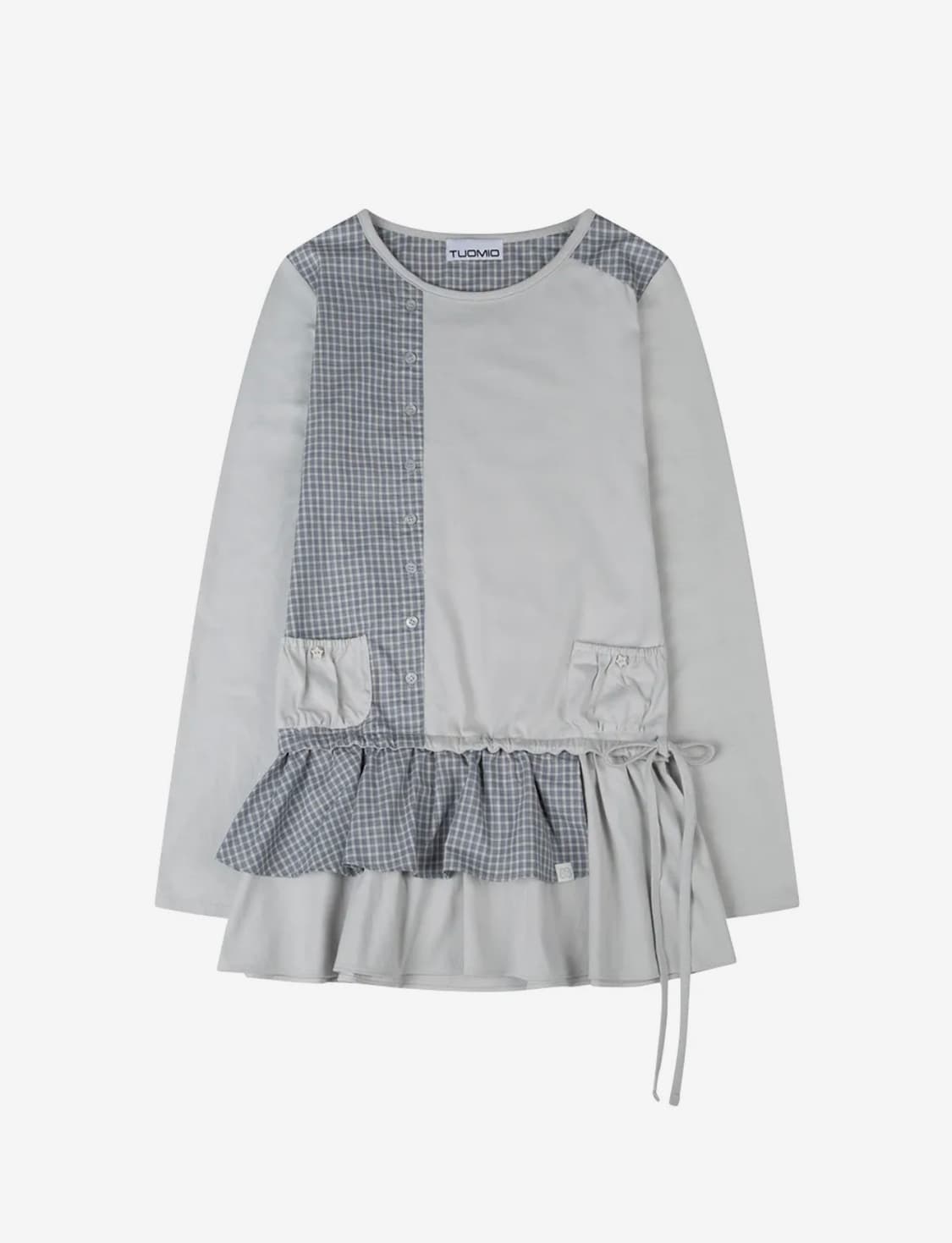 CHECK MIXED JERSEY DRESS [LIGHT GREY] 상품이미지2
