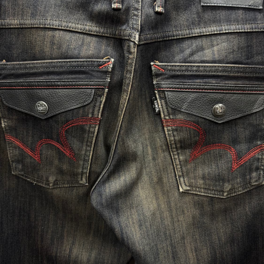 00s 에드윈 506 데님 팬츠 전면 더티워싱 포인트 흑청 상품이미지6