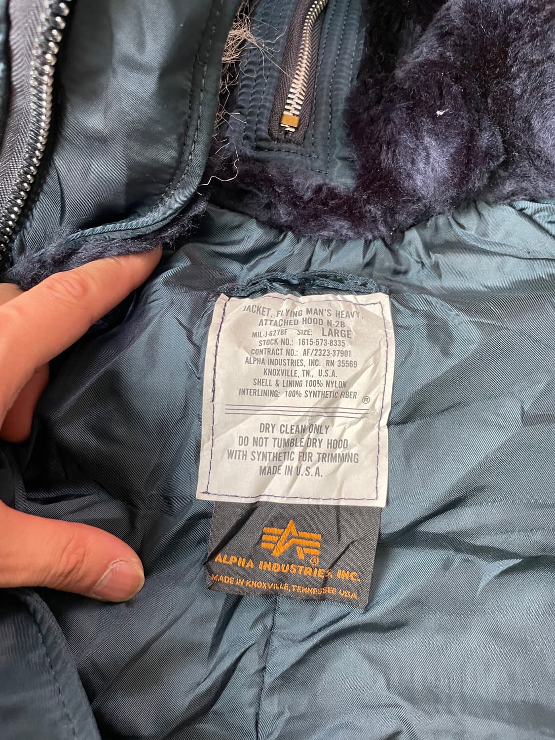 Usa 알파인더스트리 ideal 지퍼 n2b 플라이트 자켓 J03320 상품이미지6
