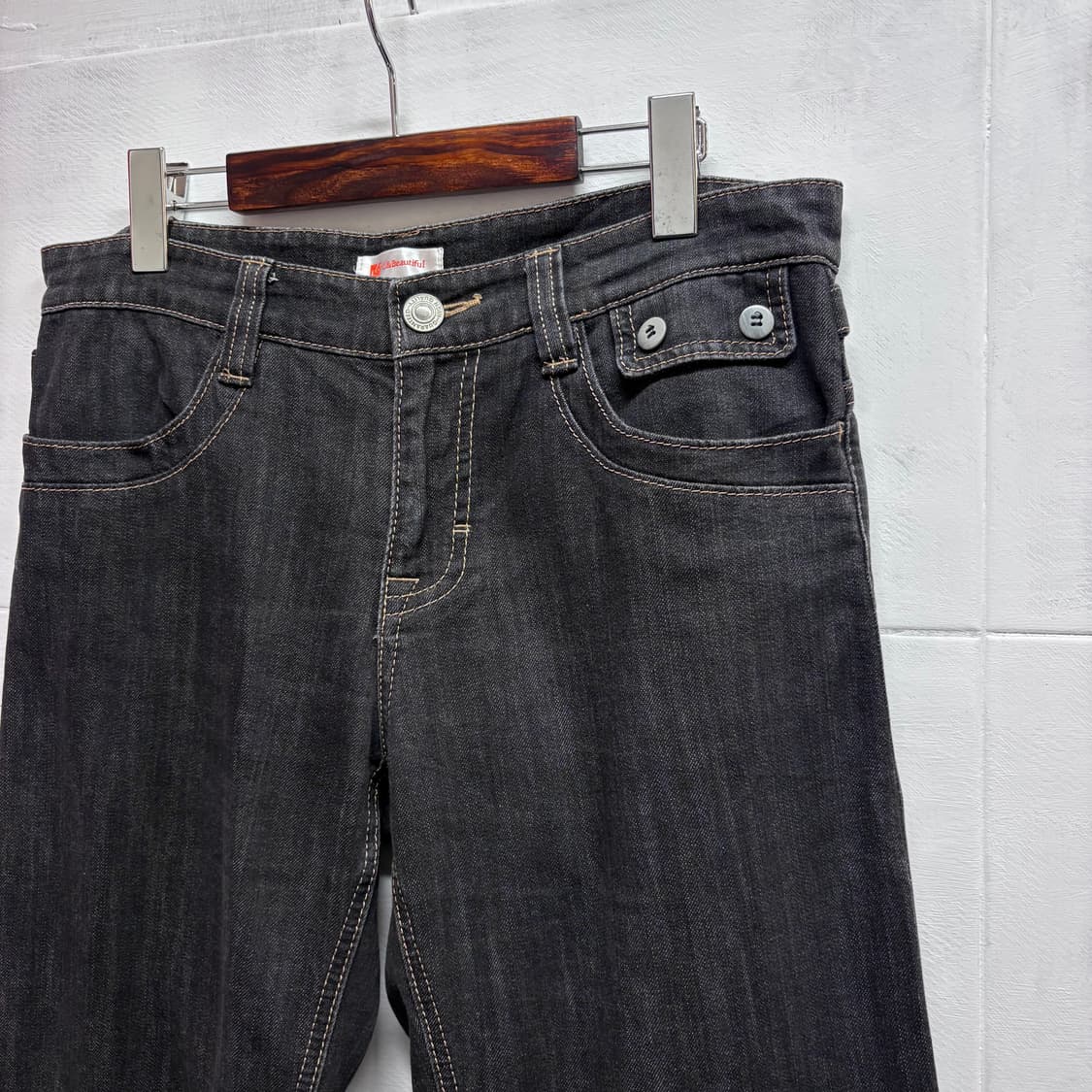 L&Beautiful 데님 버튼 모리걸 카프리 팬츠 JPN 상품이미지2