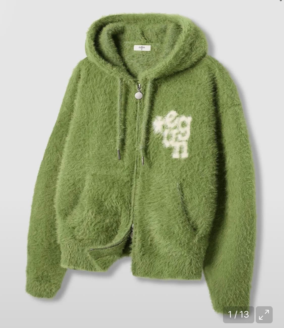 [유젠] EUG 헤어리 니트 후드 집업 (Green/사이즈2) 상품이미지1