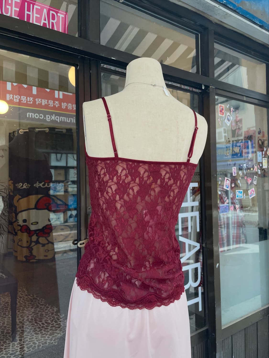 버건디 레이스 끈나시 상품이미지2