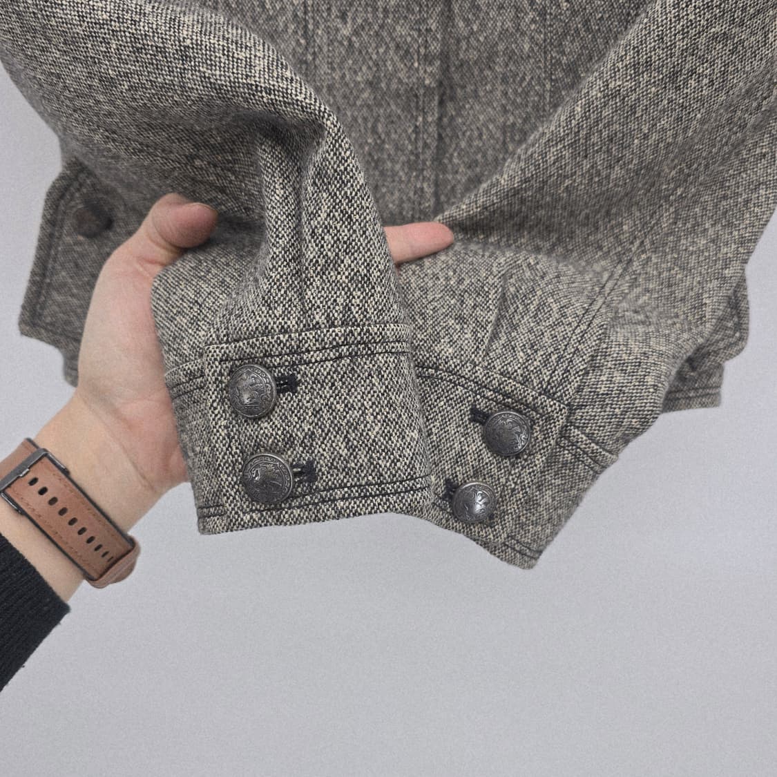 헤링본 빈티지 스타일 모직 숏 자켓  상품이미지8