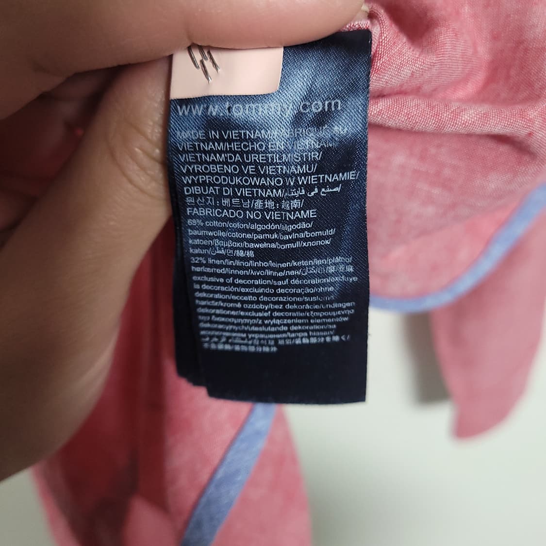 (M) 타미힐피거 딥핑크 긴팔 셔츠 남방 면마혼방 상품이미지3