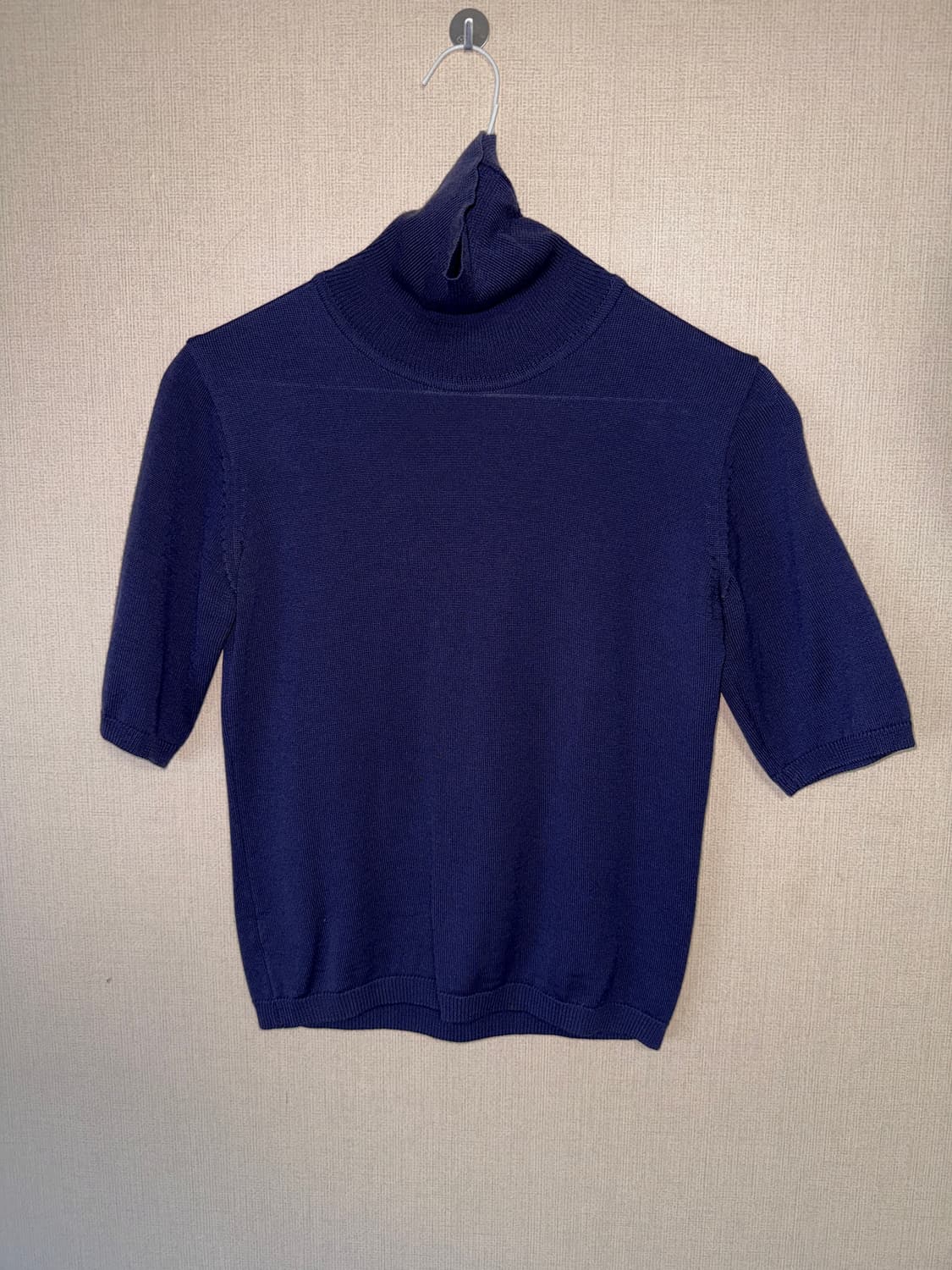 빈티지 하프넥 반팔 니트 네이비 상품이미지1