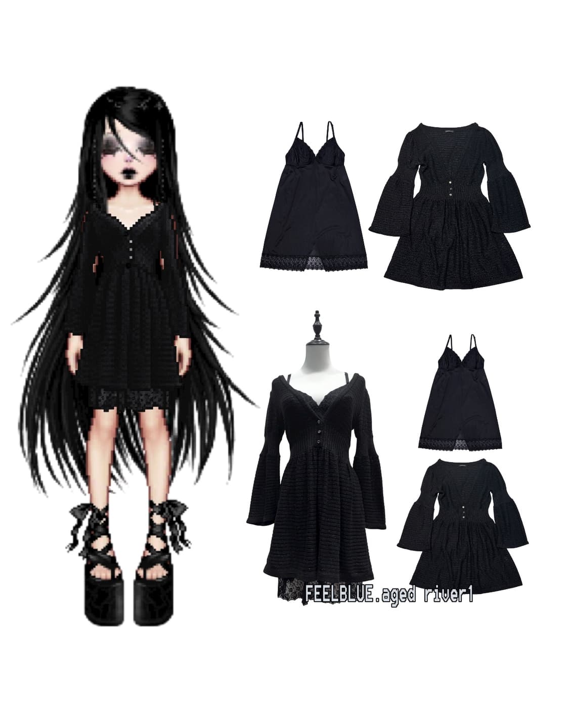 Goth fairy knitdress slipdress 2pcs set 상품이미지9