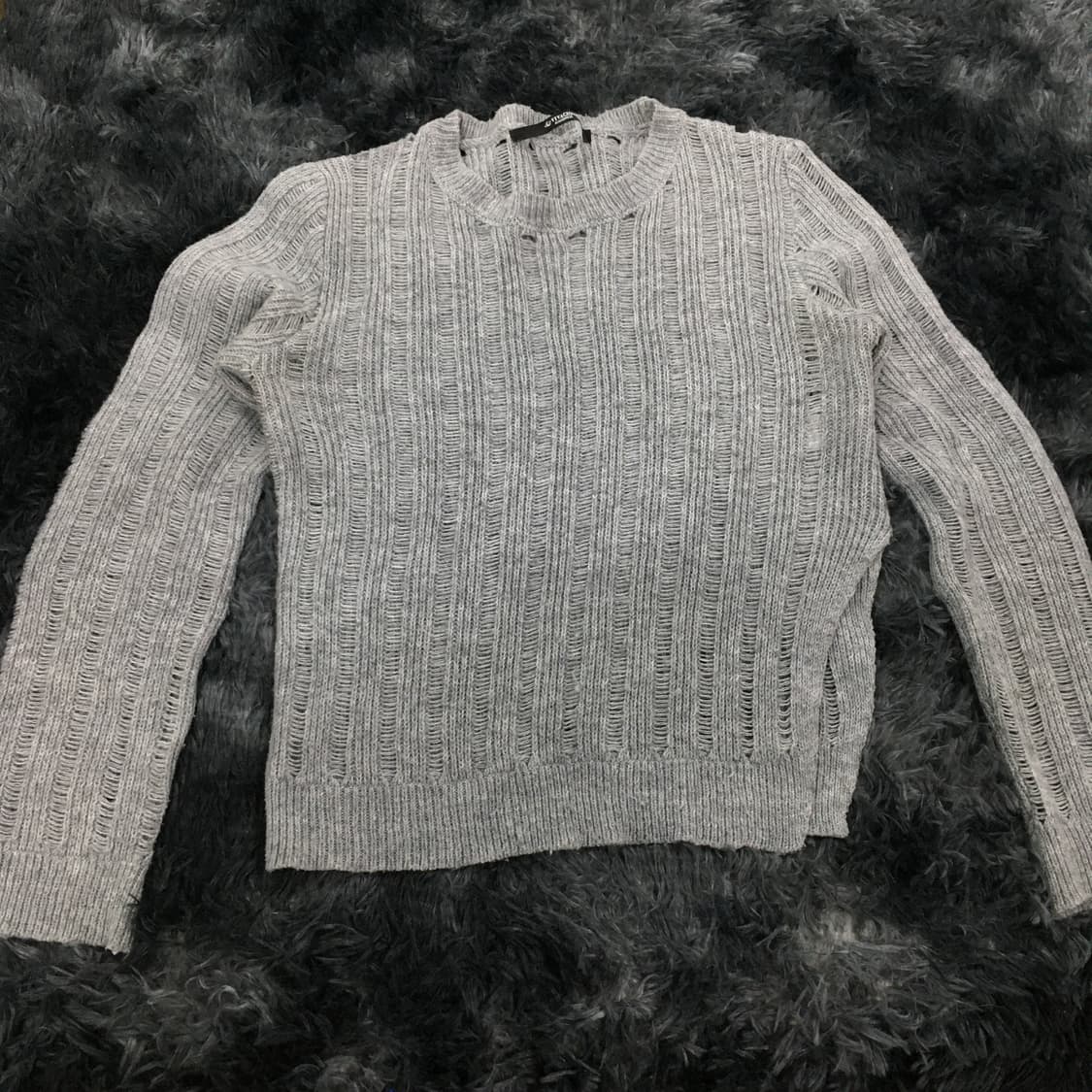 투티/0153 어반드레스 언발란스 컷팅 시스루 니트 상품이미지2