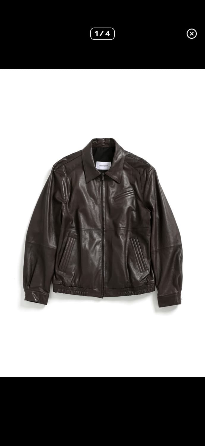 해칭룸 스티치볼륨레더 브라운 가죽자켓 4사이즈 상품이미지1