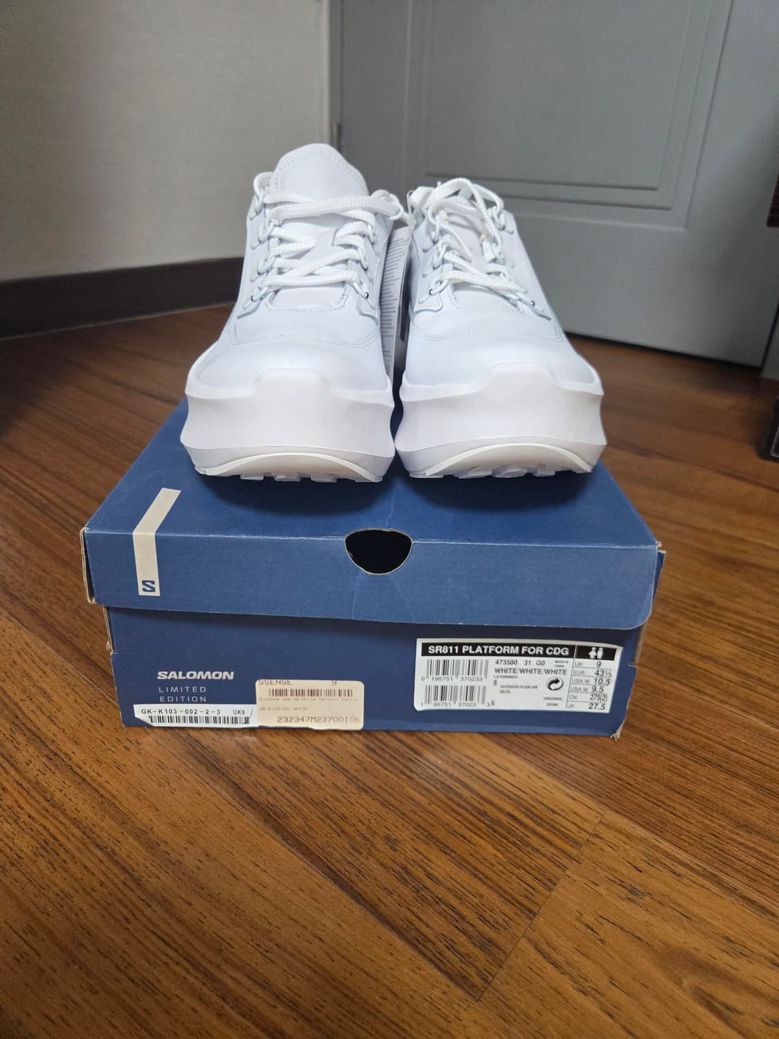 살로몬 꼼데가르송 옴므 레더 플랫폼 화이트 스니커즈 상품이미지2