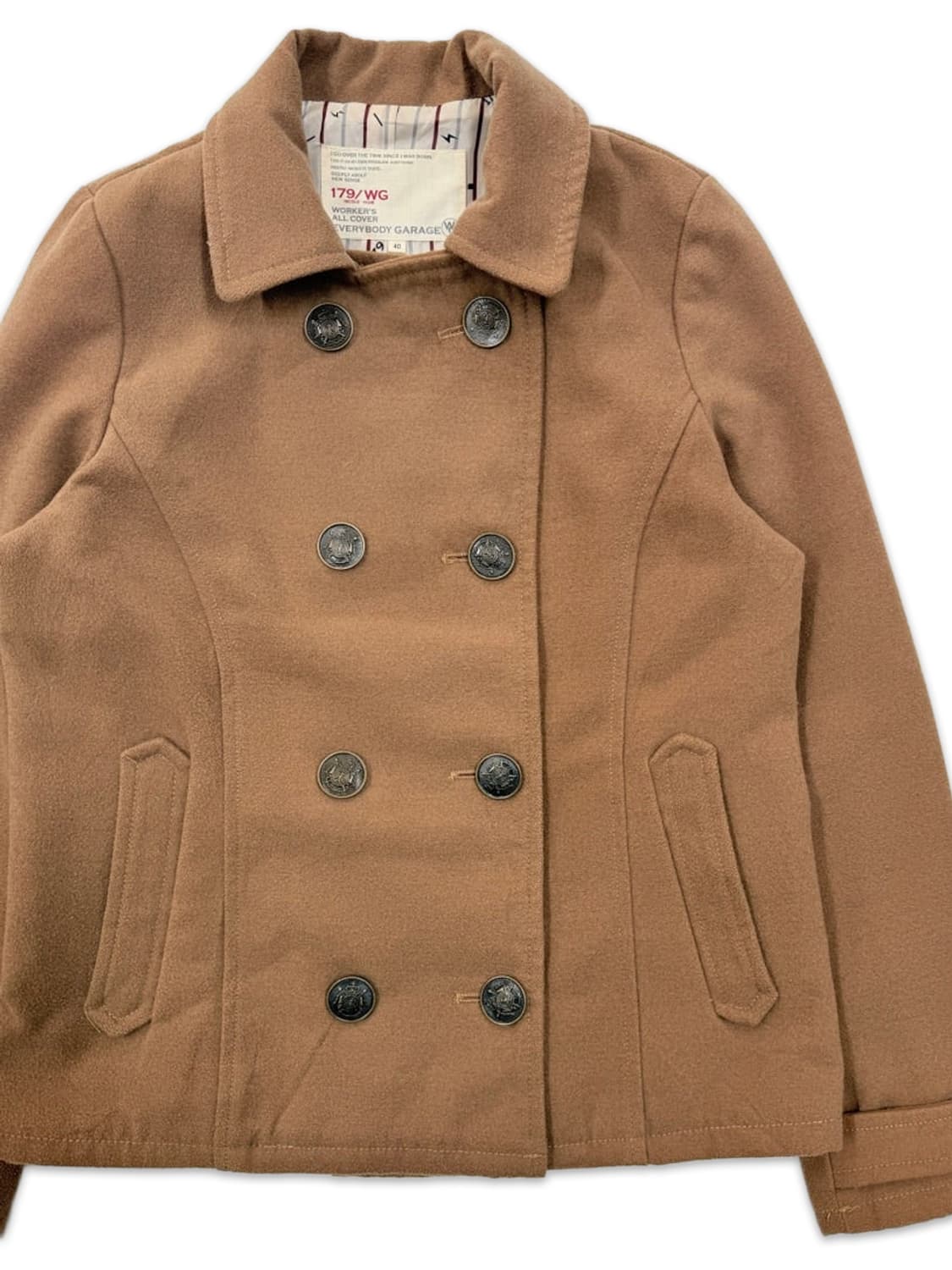 빈티지 179/WG 니콜클럽 라이트 브라운 더블 하프 코트 상품이미지3