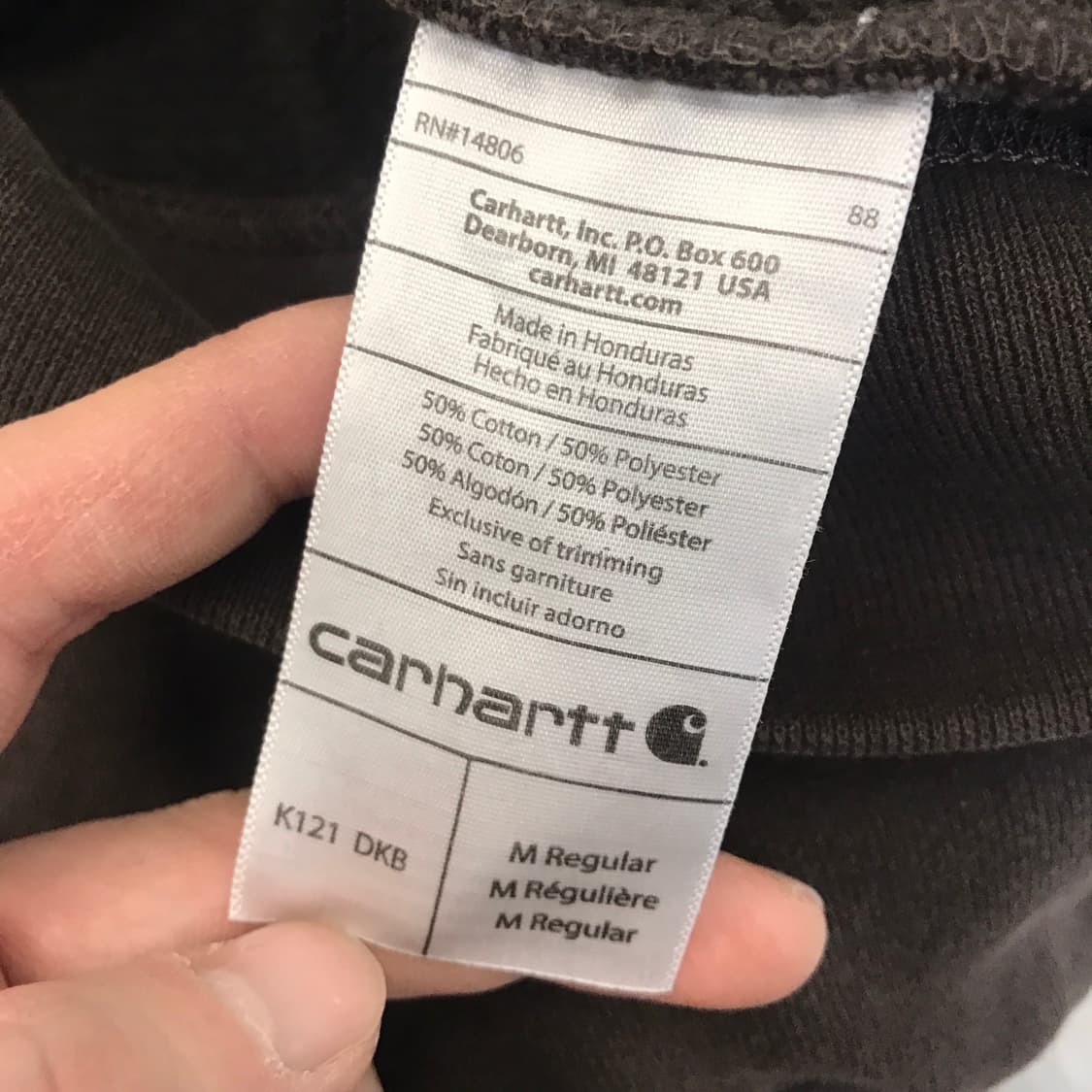 칼하트 K121 다크브라운 후드티셔츠 [해외M] 상품이미지6