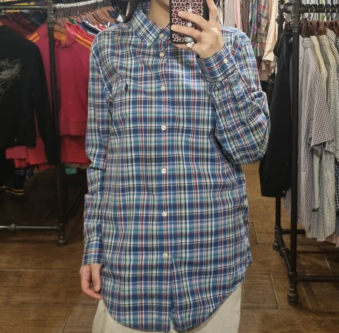 [Hi] polo 폴로 긴팔 체크셔츠 블루 상품이미지2