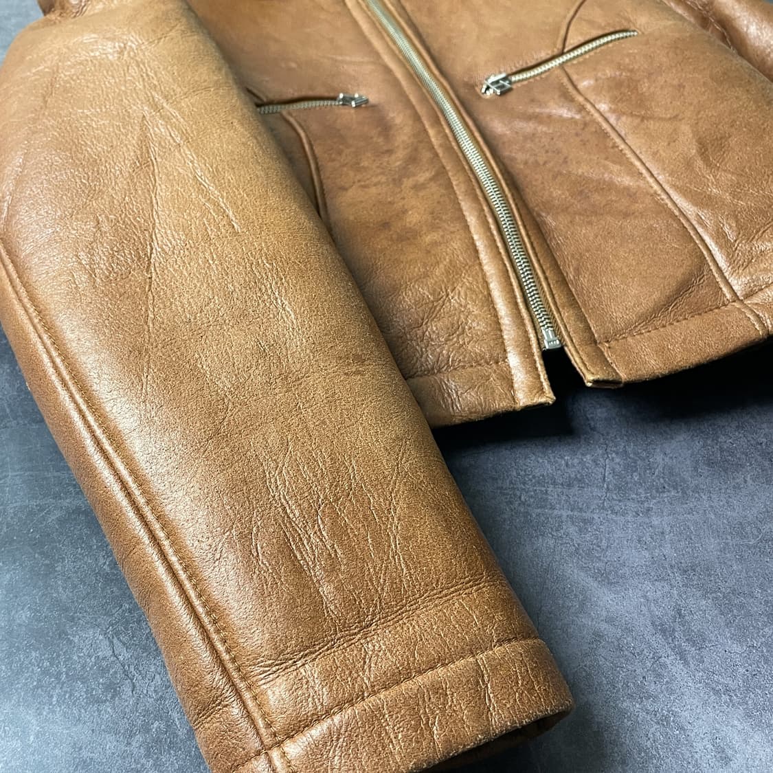 AFFUN 빈티지 양가죽 브라운 시어링 무스탕 상품이미지5