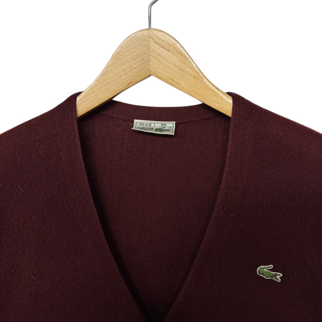 라코스테 로고 코튼가디건 버건디 상품이미지2