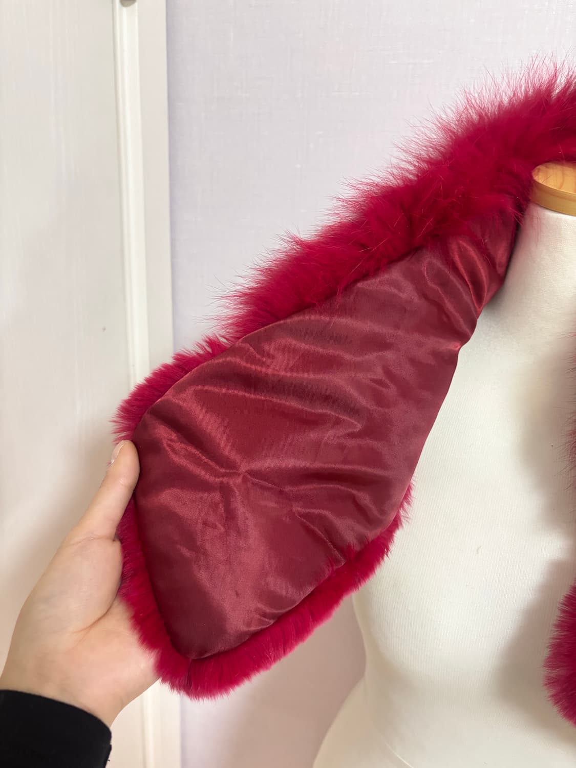 [착샷O]케네스콜 리얼 폭스퍼 여우털 퍼 머플러 목도리 버건디 상품이미지3