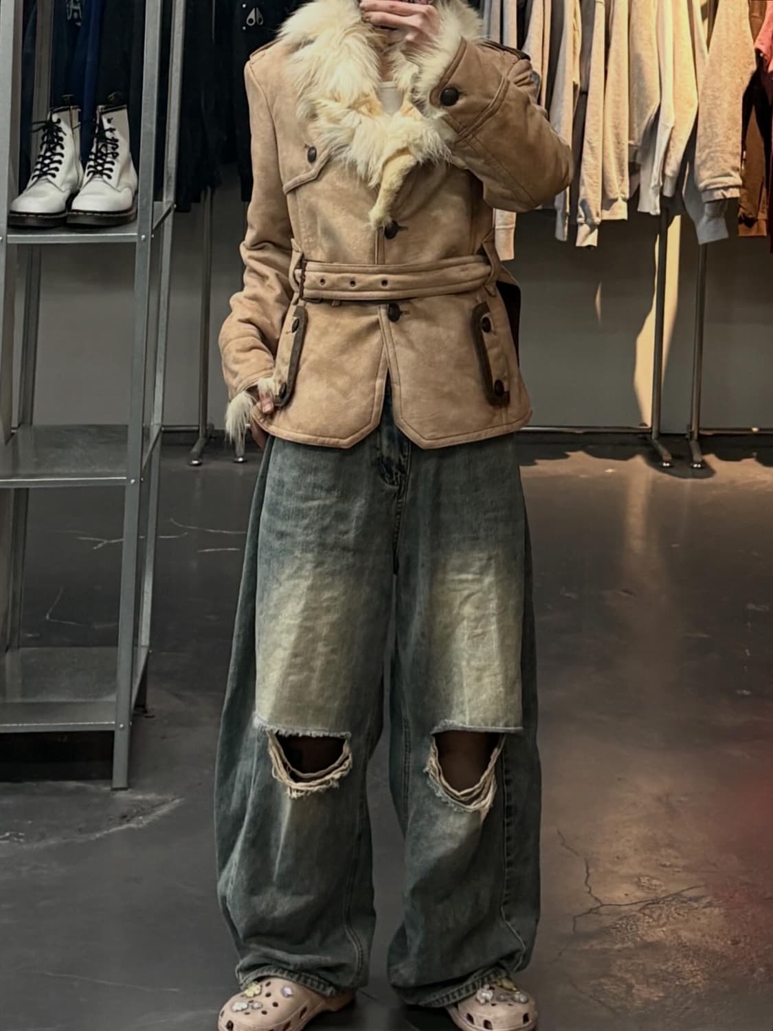 REIZ XXI  퍼 트리밍 스웨이드 무스탕 자켓 A3567 상품이미지1