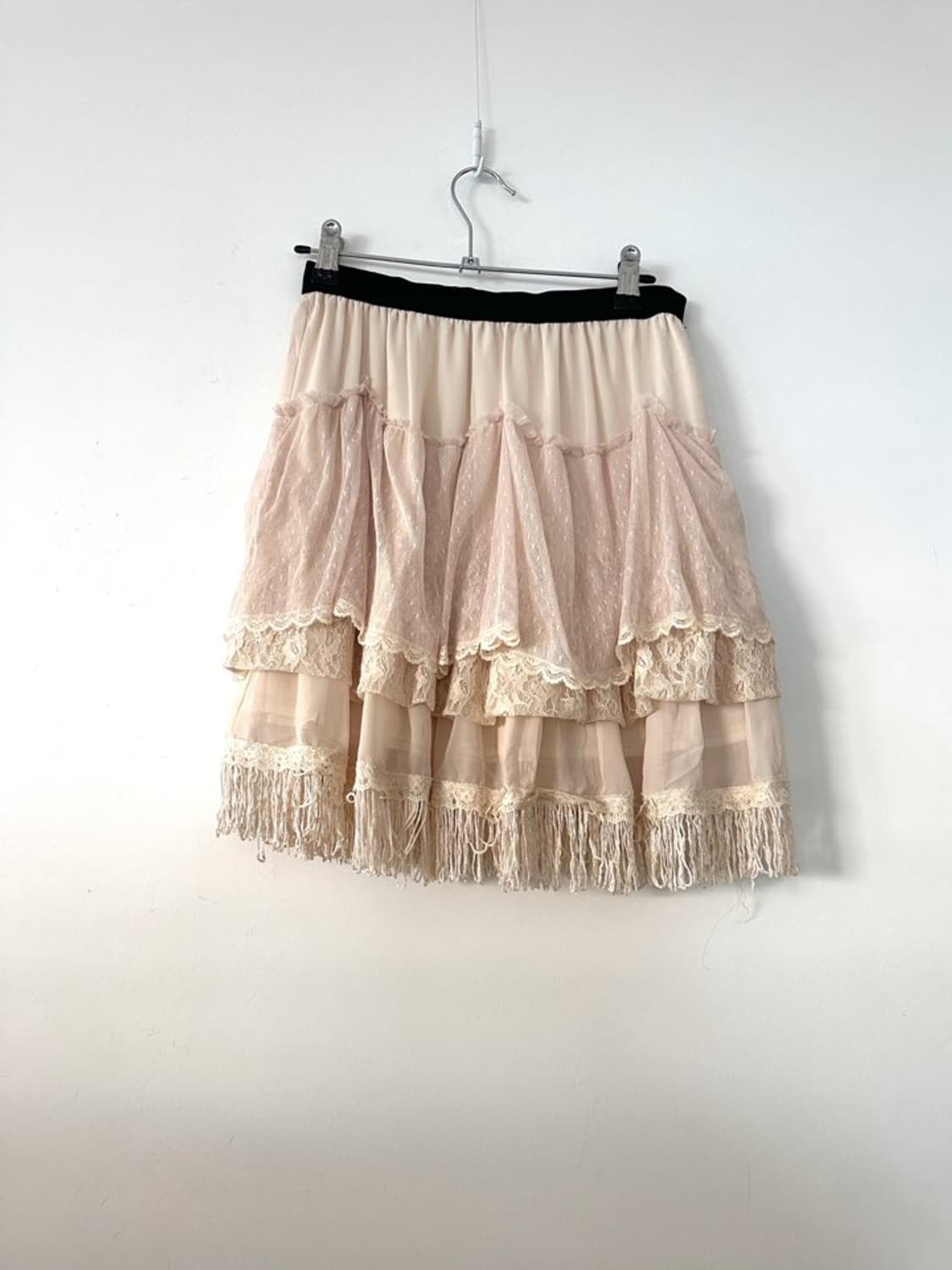 Lace frill can can mini skirt / ivory 상품이미지3