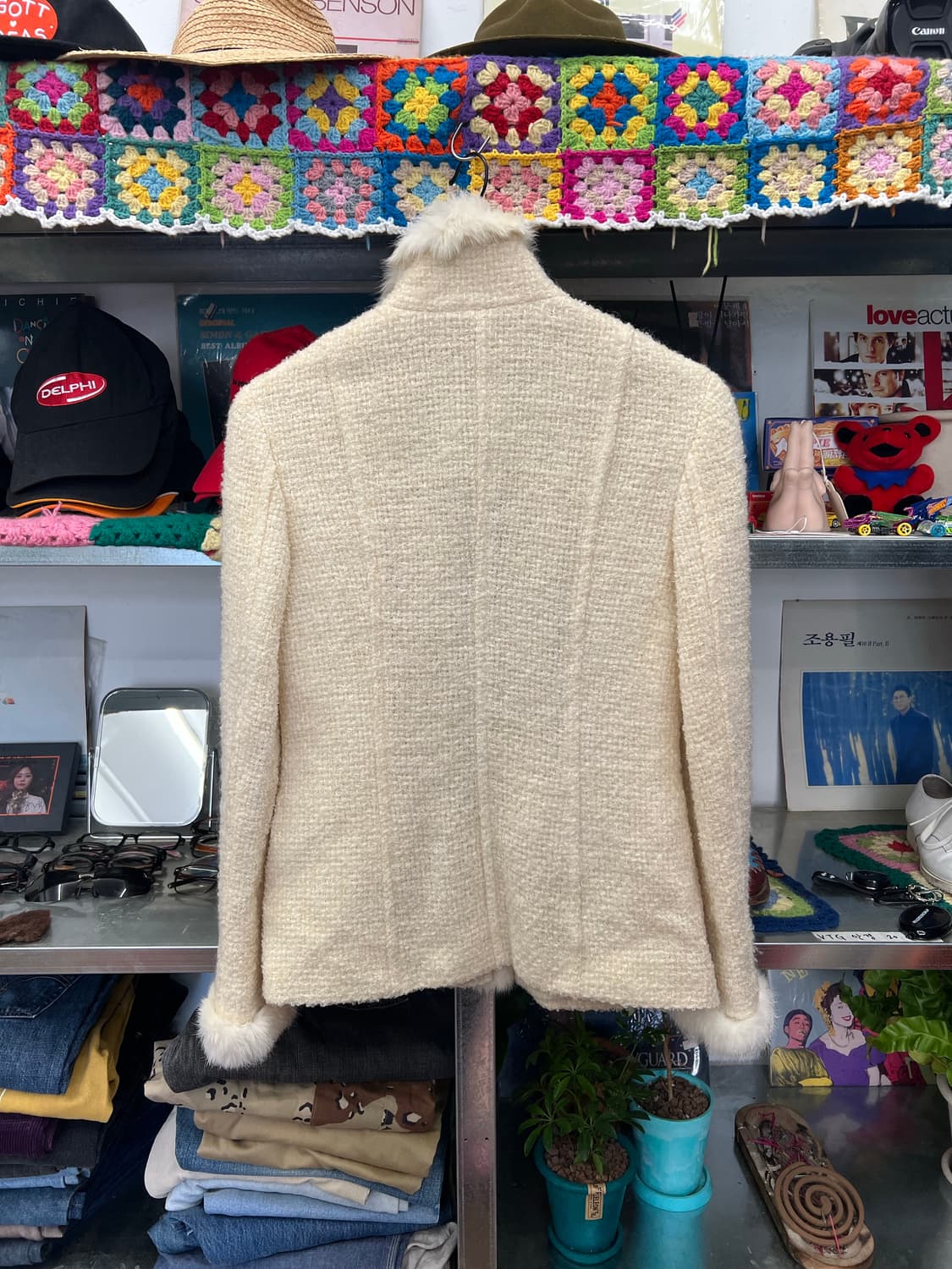 Cream Faux Fur Tweed Jacket 상품이미지2